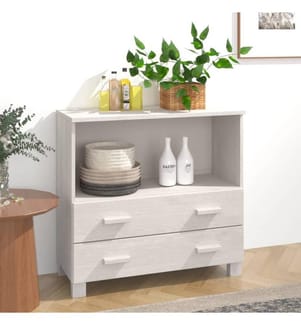 Buffet HAMAR Blanc 85x35x80 cm Bois massif de pin