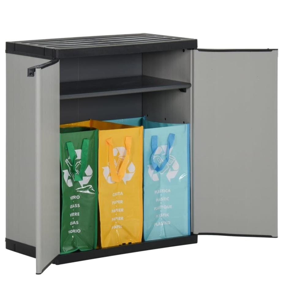Mülltonnenbox Grau und Schwarz 68x40x85 cm PP