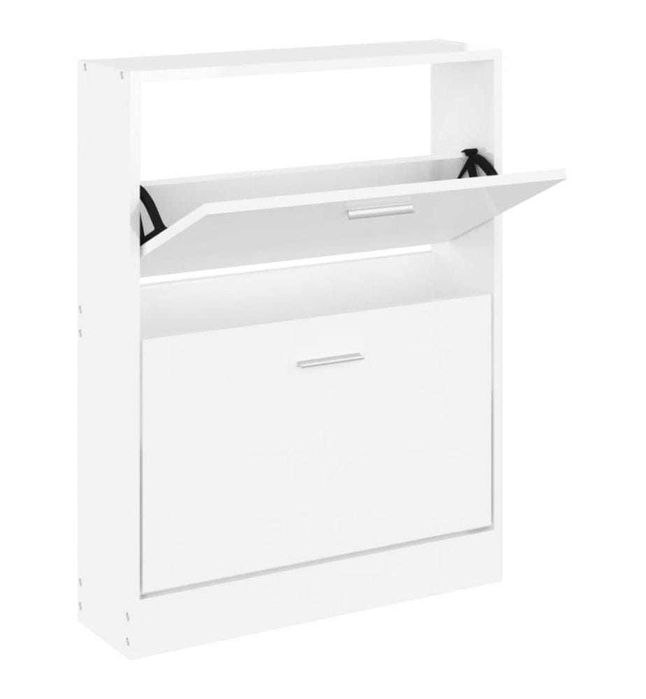 Schuhschrank Hochglanz-Weiss 59x17x81 cm Holzwerkstoff