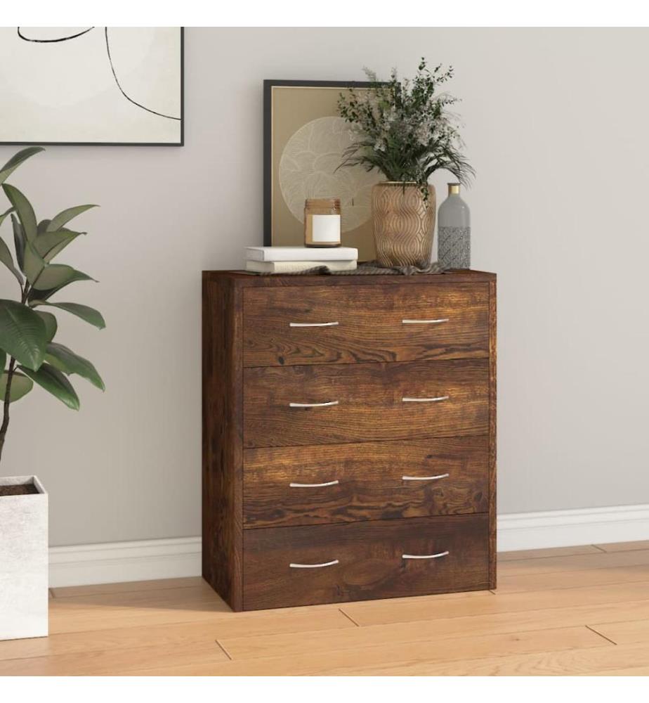 Buffet avec 4 tiroirs 60x30,5x71 cm Chêne fumé