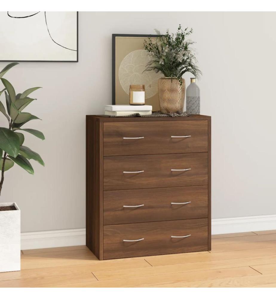 Kommode mit 4 Schubladen 60x30,5x71 cm Braun Eichen-Optik