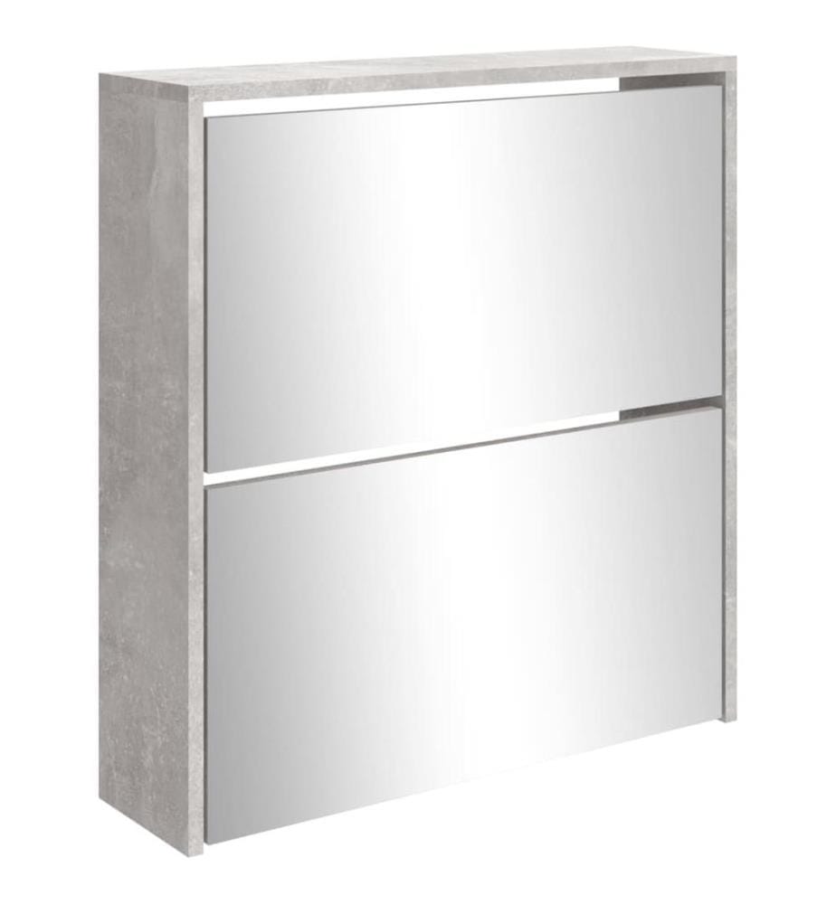 Schuhschrank mit Spiegel 2 Fächer Betongrau 63x17x67 cm