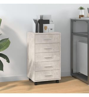 Armoire à tiroirs avec roulettes Gris béton Bois d'ingénierie