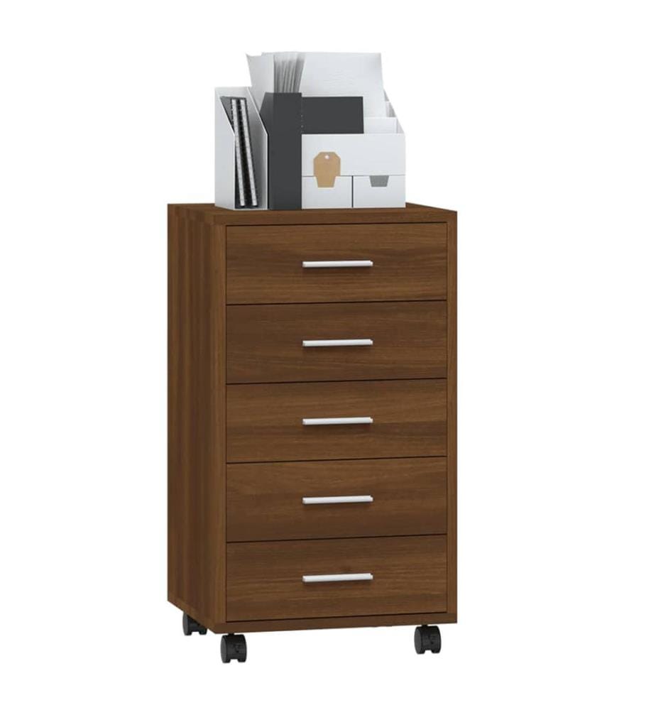 Schubladenschrank mit Rollen Braun Eichen-Optik Holzwerkstoff