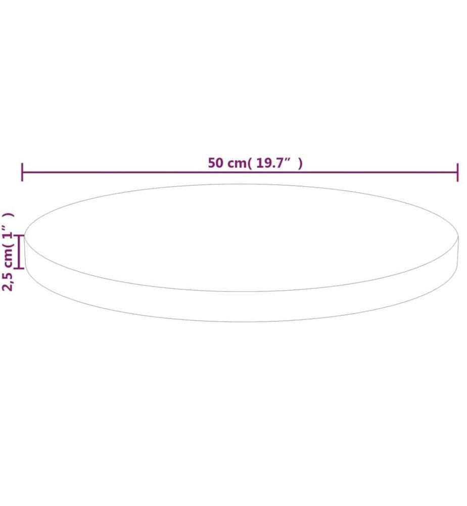 Runde Tischplatte Ø50x2,5 cm Unbehandeltes Massivholz Eiche