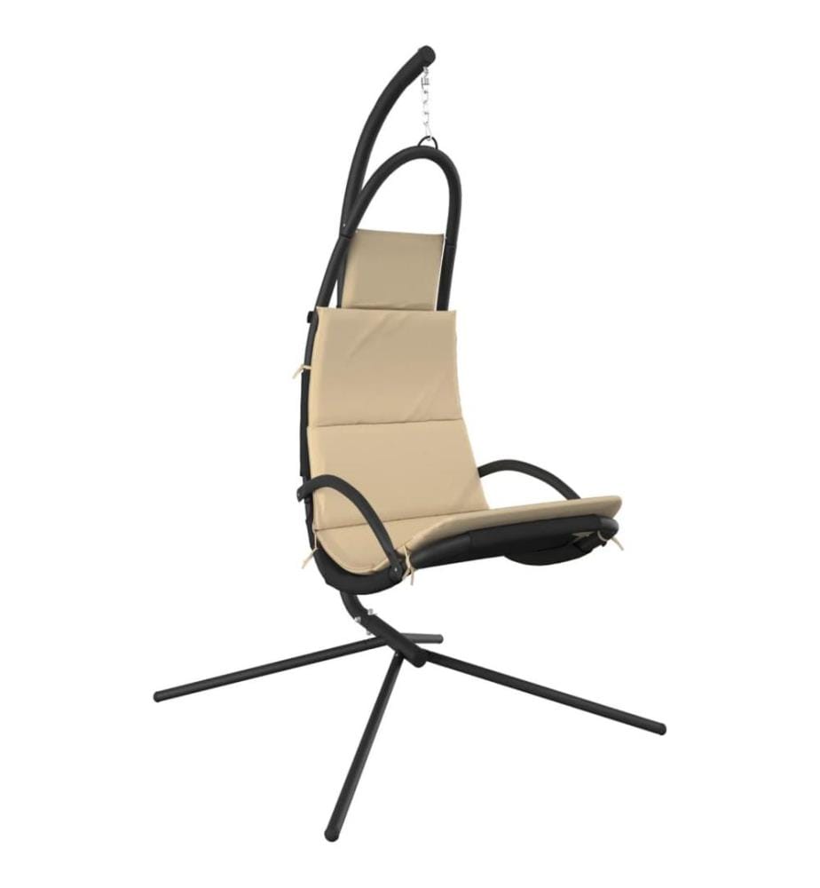 Chaise balançoire de jardin et coussin crème tissu Oxford/acier