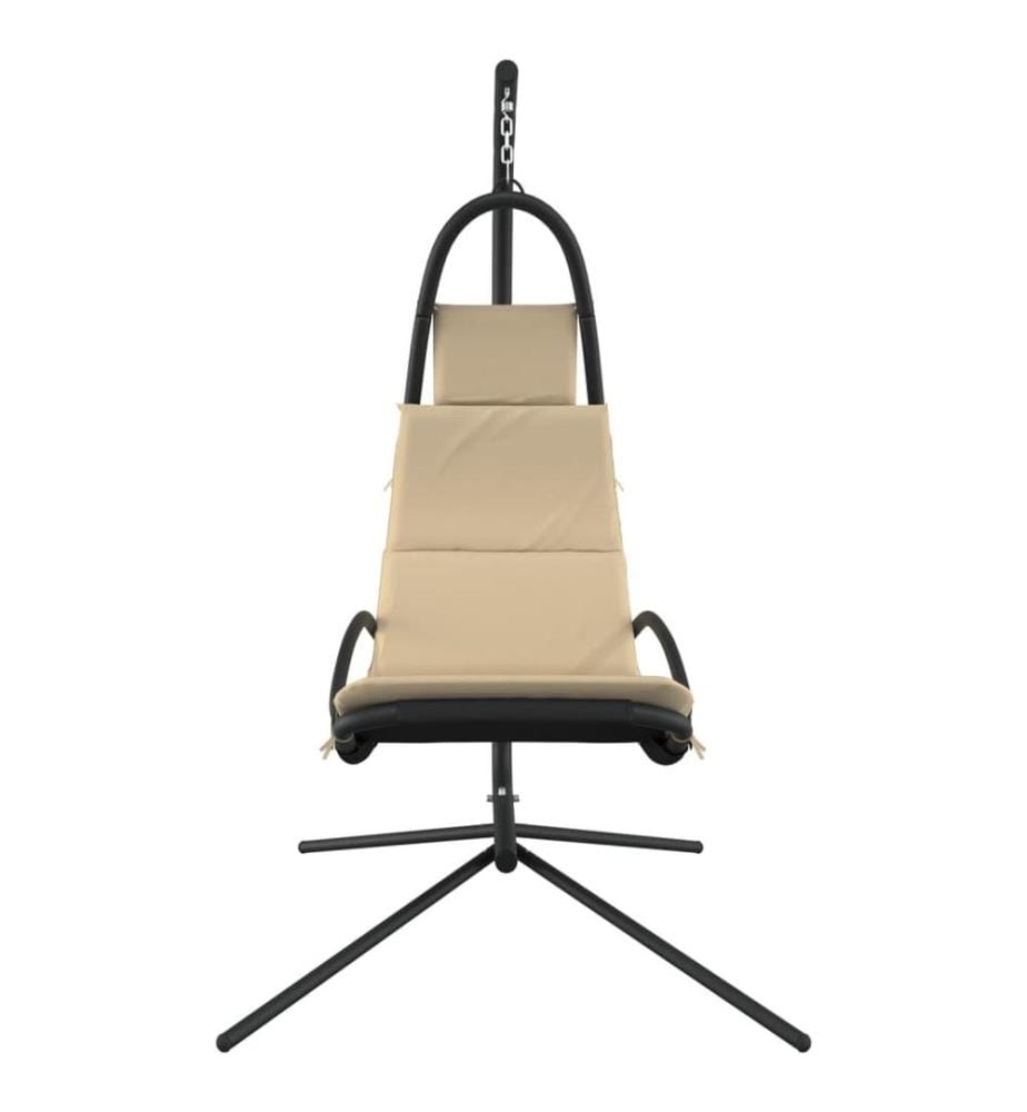 Chaise balançoire de jardin et coussin crème tissu Oxford/acier