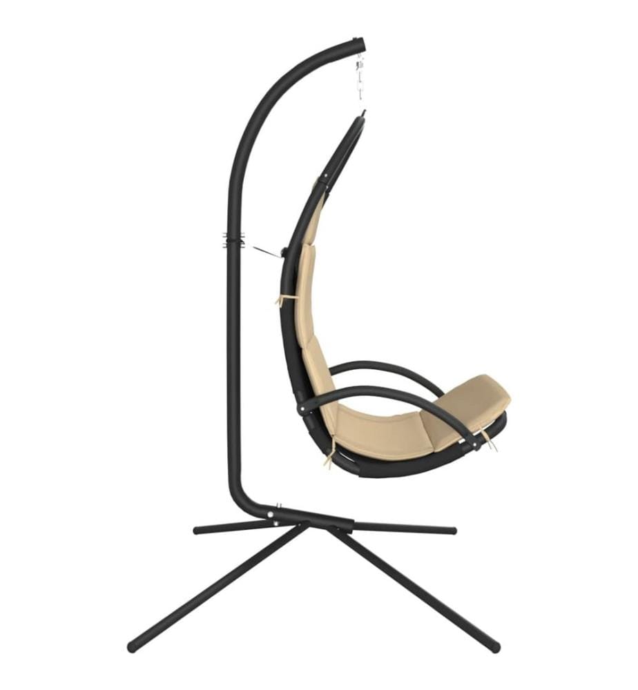 Chaise balançoire de jardin et coussin crème tissu Oxford/acier