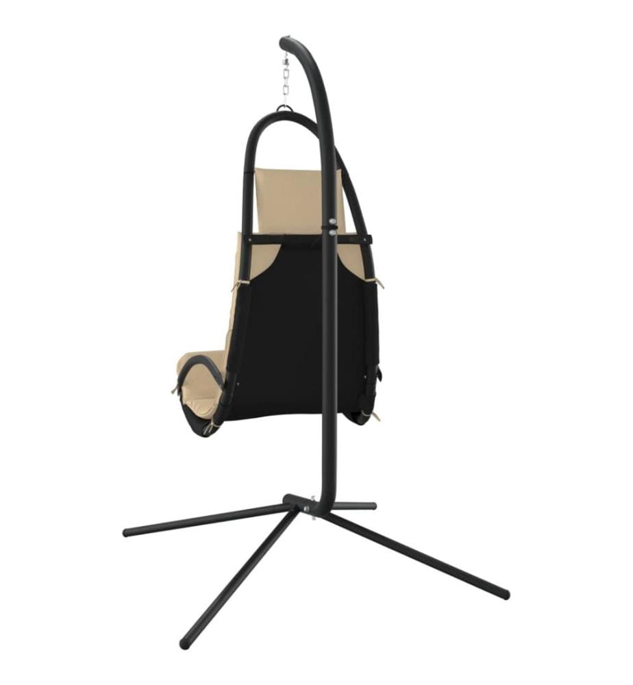 Chaise balançoire de jardin et coussin crème tissu Oxford/acier