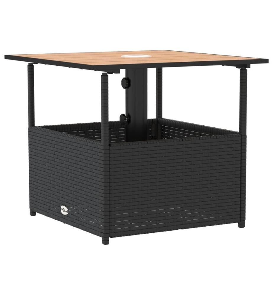 Gartentisch mit Schirmloch Schwarz 55x55x46,5 cm Poly Rattan