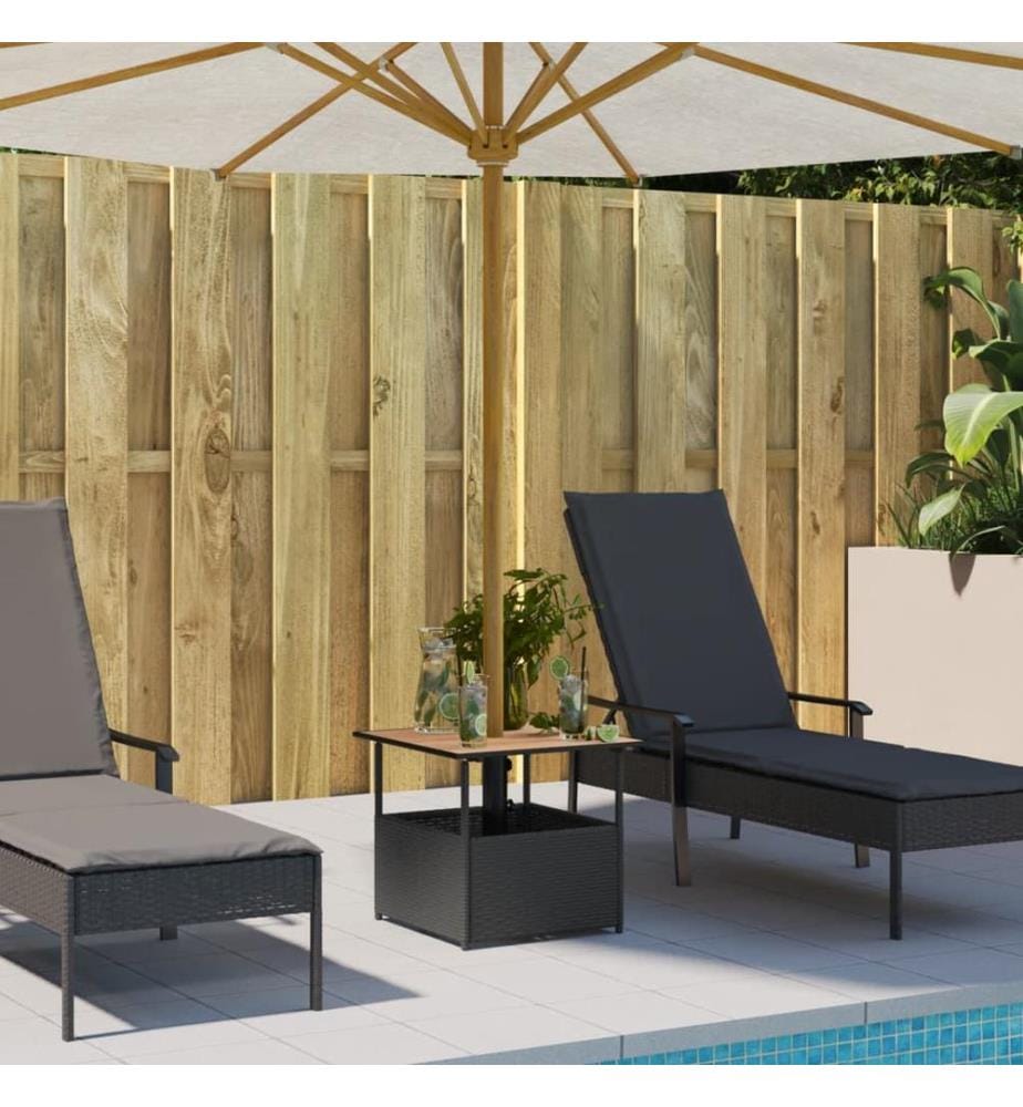 Gartentisch mit Schirmloch Schwarz 55x55x46,5 cm Poly Rattan