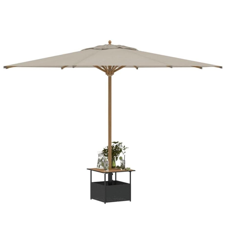 Gartentisch mit Schirmloch Schwarz 55x55x46,5 cm Poly Rattan