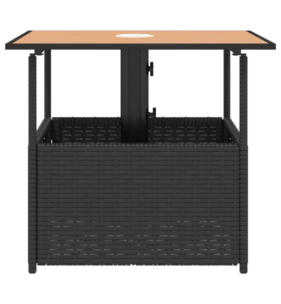 Gartentisch mit Schirmloch Schwarz 55x55x46,5 cm Poly Rattan