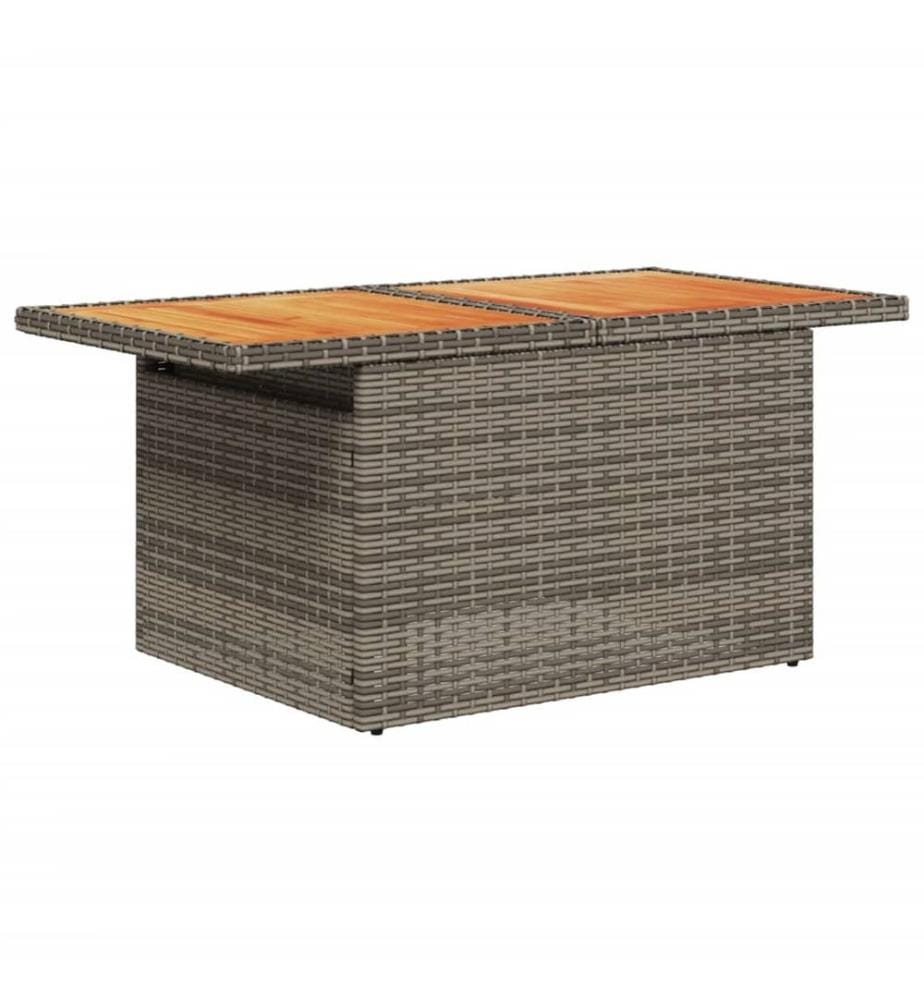 Table de jardin gris 100x55x73 cm résine tressée et bois acacia