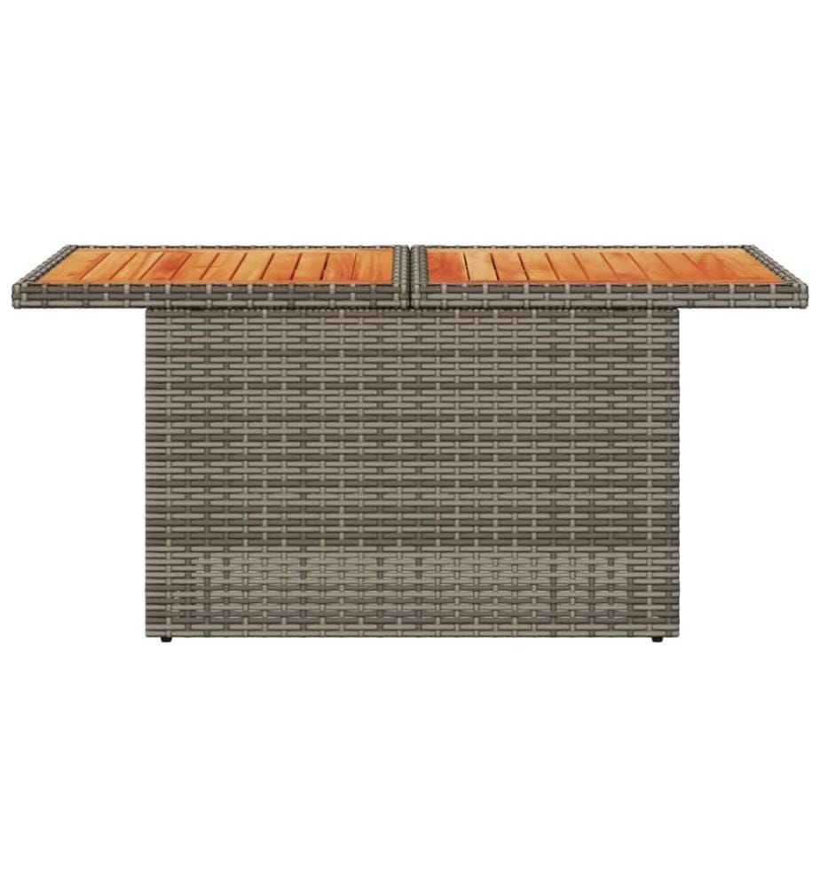 Table de jardin gris 100x55x73 cm résine tressée et bois acacia
