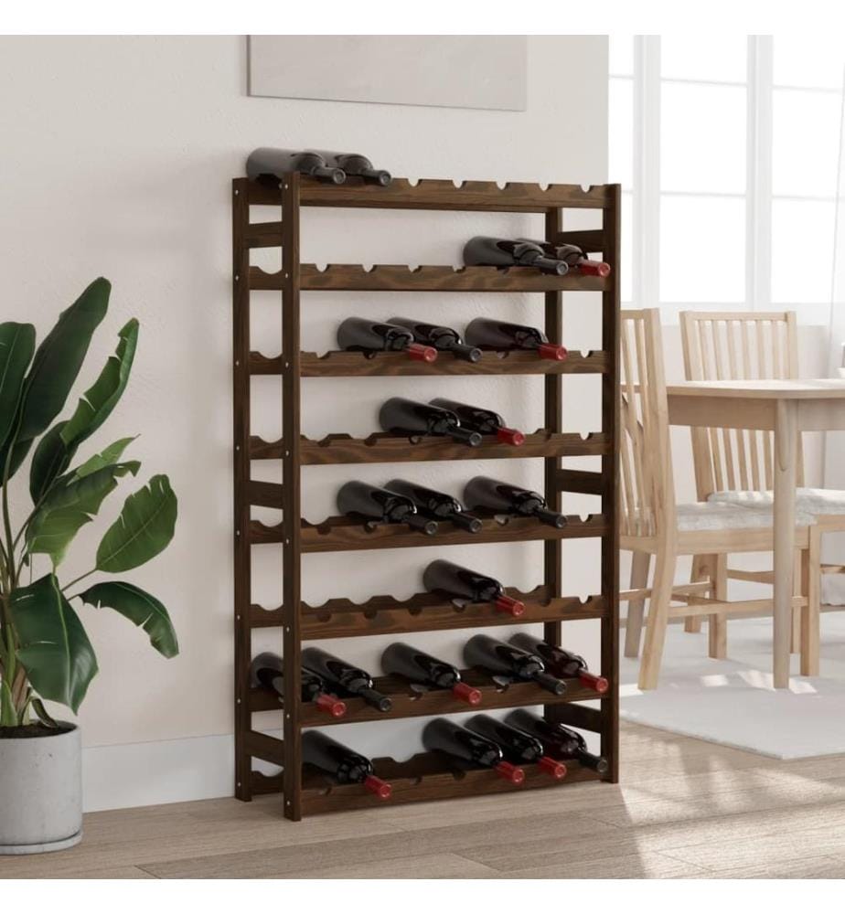 Casier à bouteilles pour 56 bouteilles marron bois pin solide