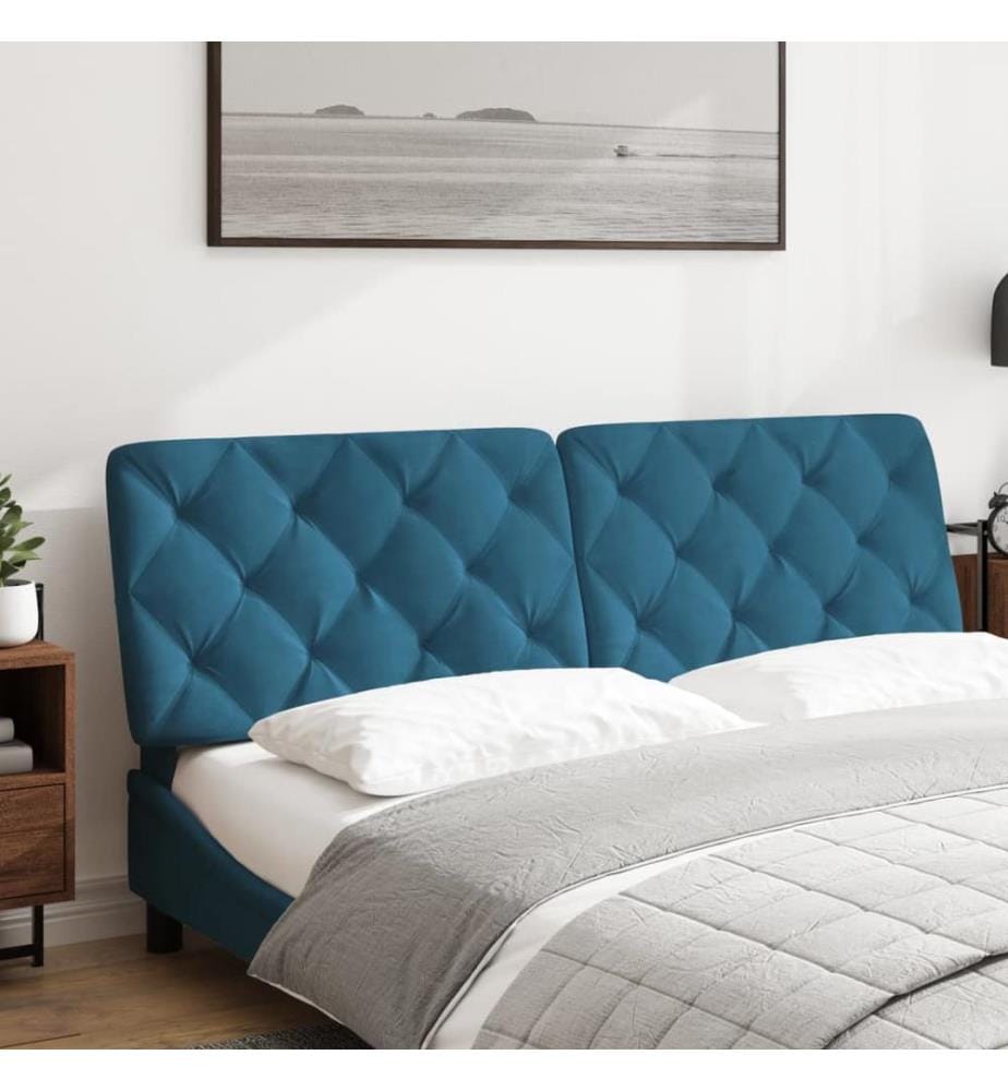 Coussin de tête de lit bleu 160 cm velours