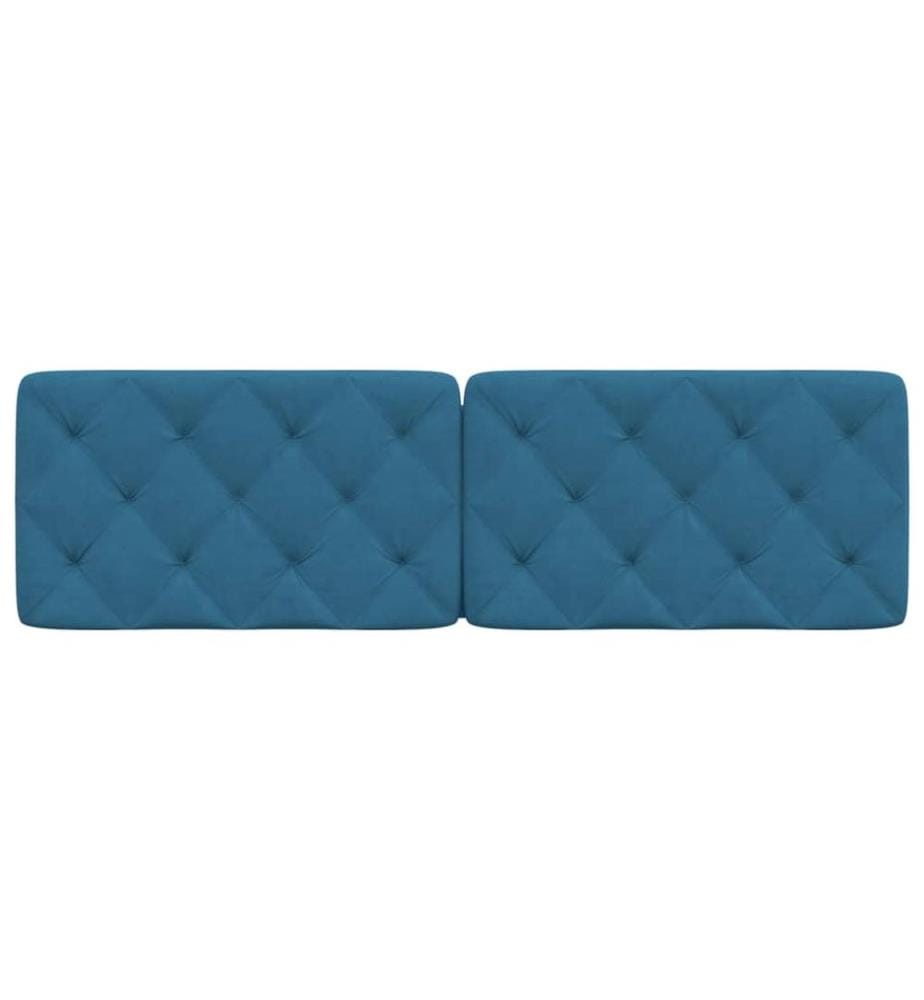 Coussin de tête de lit bleu 160 cm velours