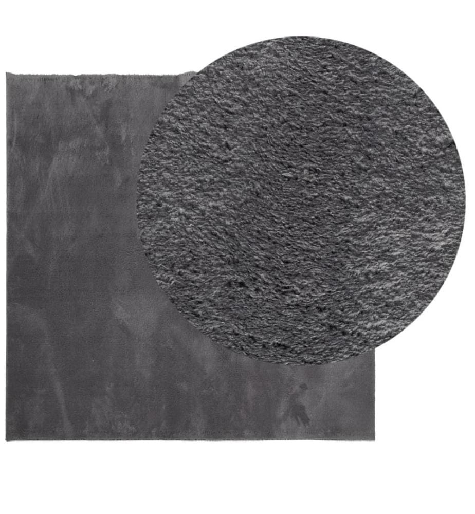 Tapis à poils courts doux et lavable anthracite 160x160 cm
