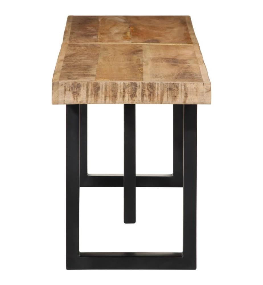 Banc 160 cm bois de manguier brut massif et acier