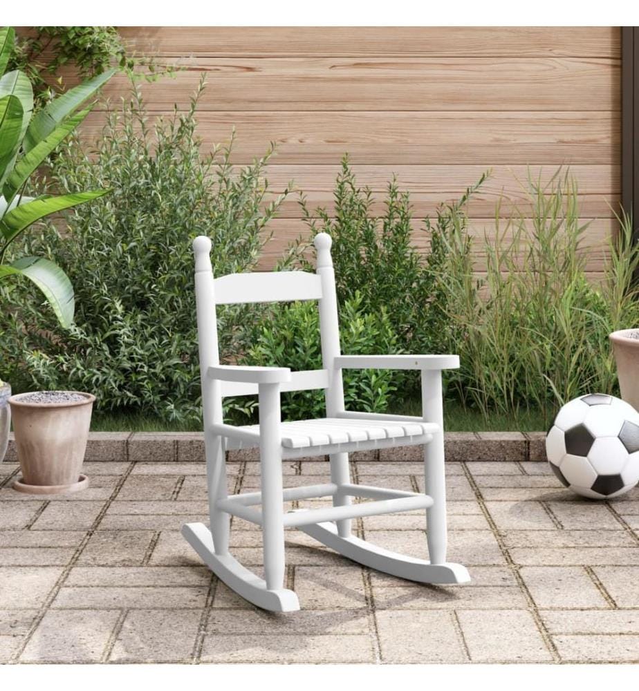 Chaise à bascule enfants blanc bois de peuplier massif