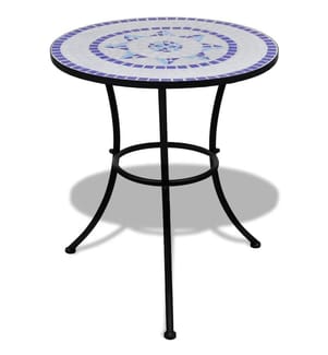 Table de bistro Bleu et blanc 60 cm Mosaïque