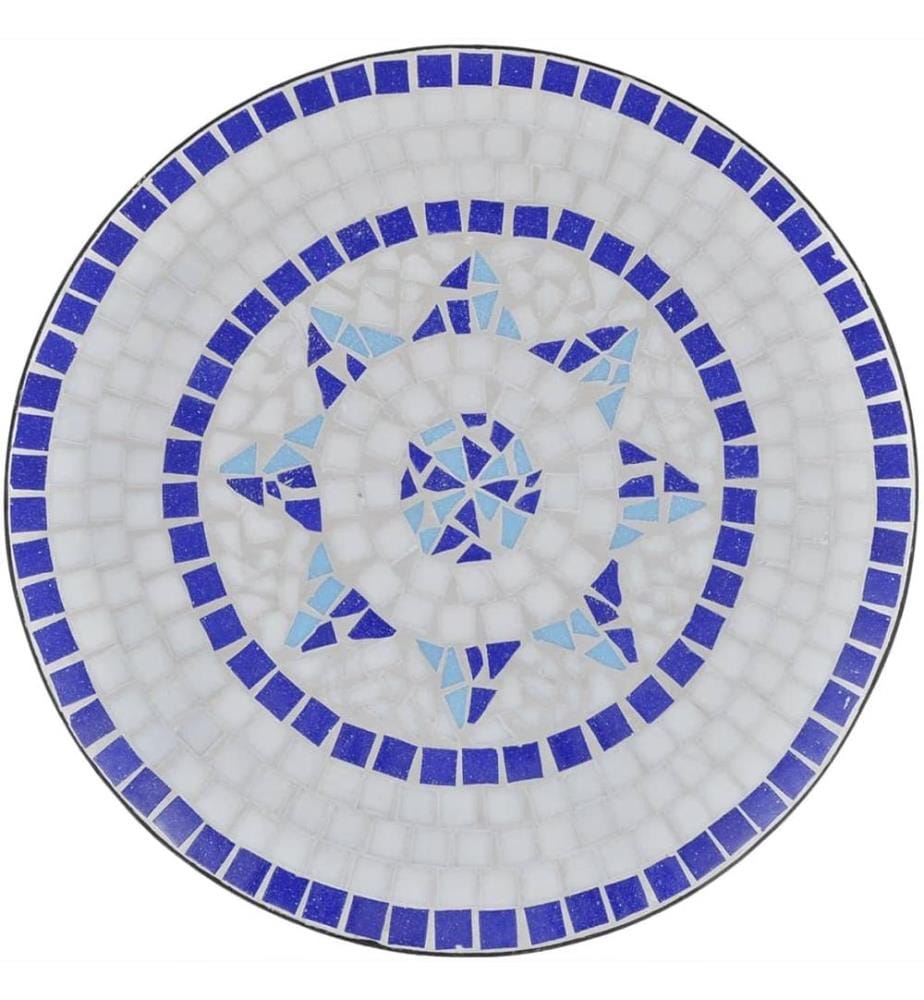 Table de bistro Bleu et blanc 60 cm Mosaïque