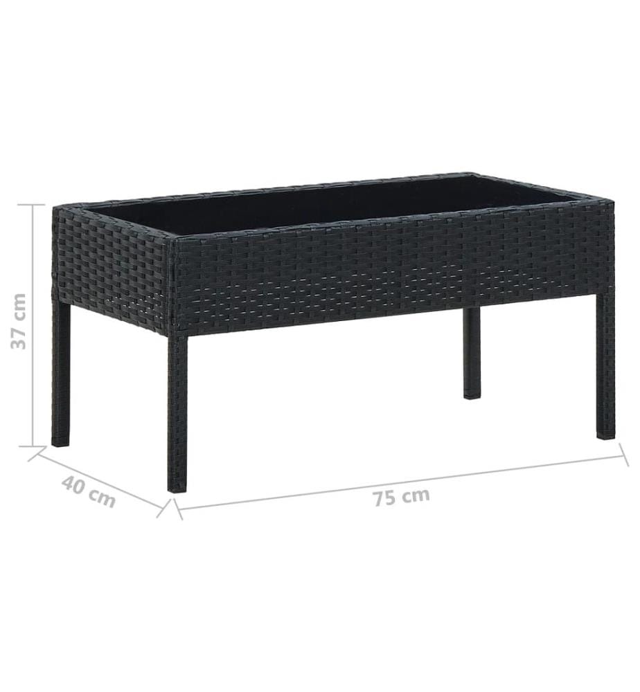 Gartentisch Schwarz 75x40x37 cm Poly Rattan