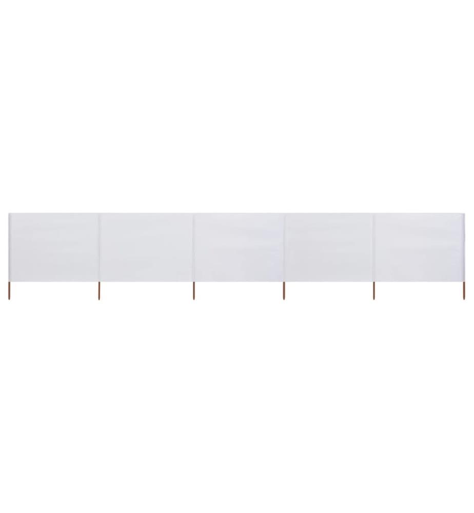 Paravent 5 panneaux Tissu 600 x 160 cm Blanc sable