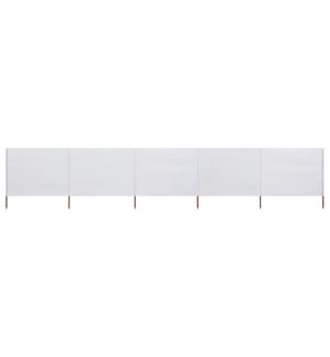 Paravent 5 panneaux Tissu 600 x 160 cm Blanc sable