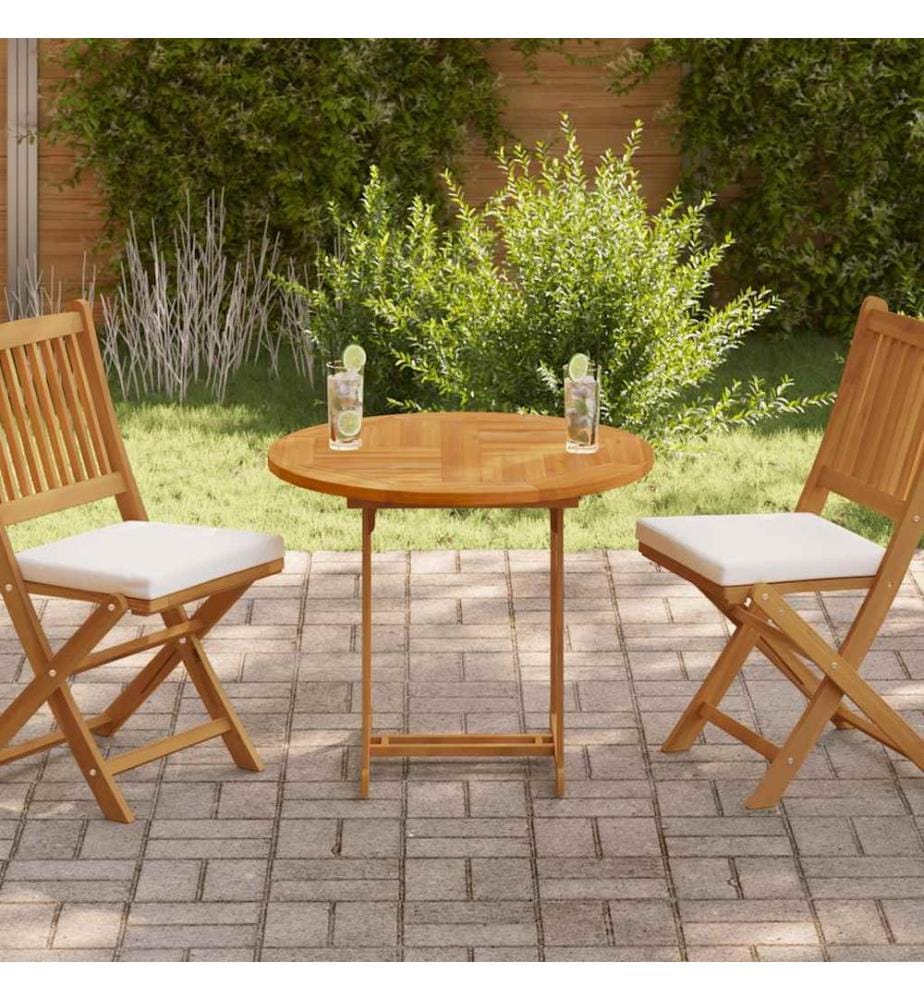 Tischplatte Massivholz Teak Rund 2,5 cm 80 cm
