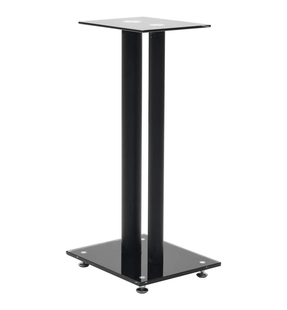 Support haut-parleur 2pc Verre trempé Design 2 colonnes Noir