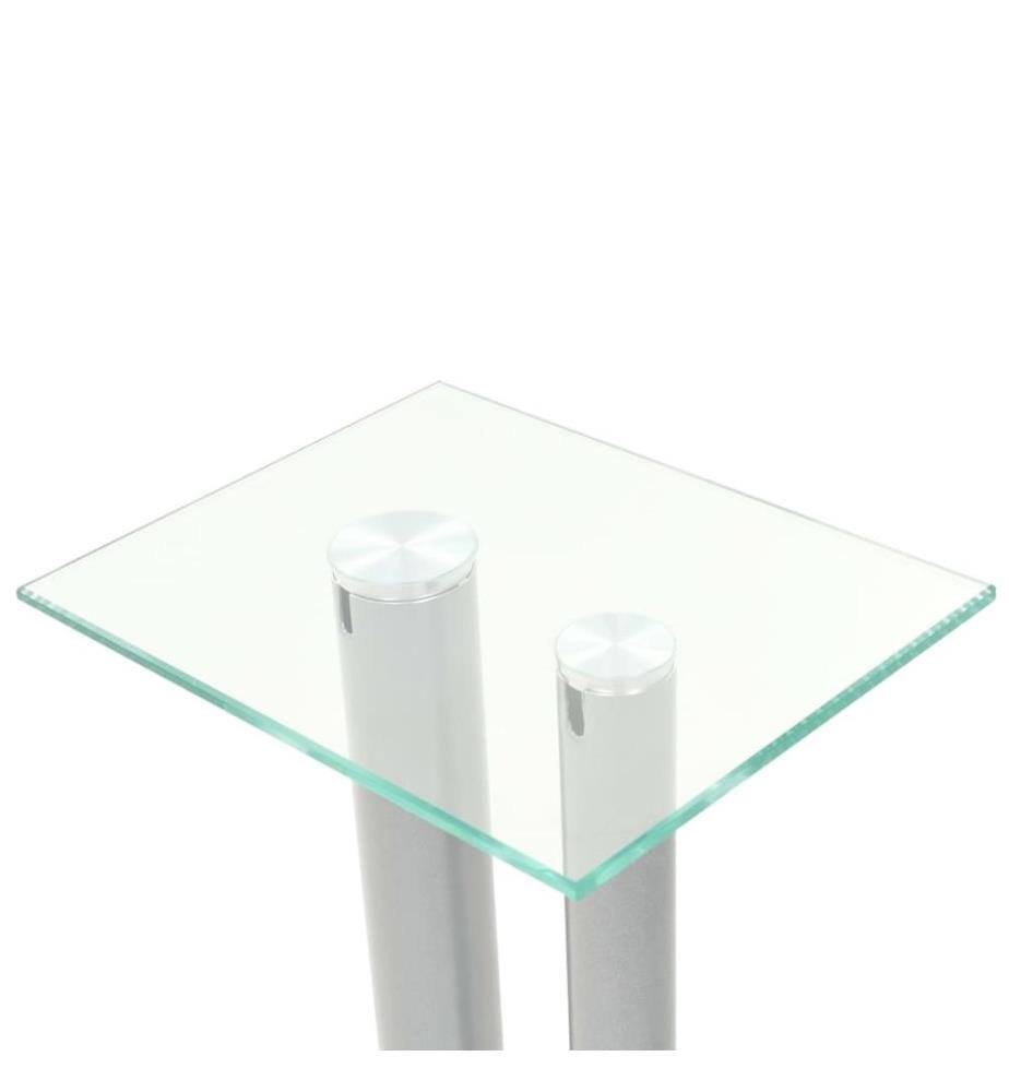 Support haut-parleur 2pc Verre trempé Design 2 colonnes Argenté
