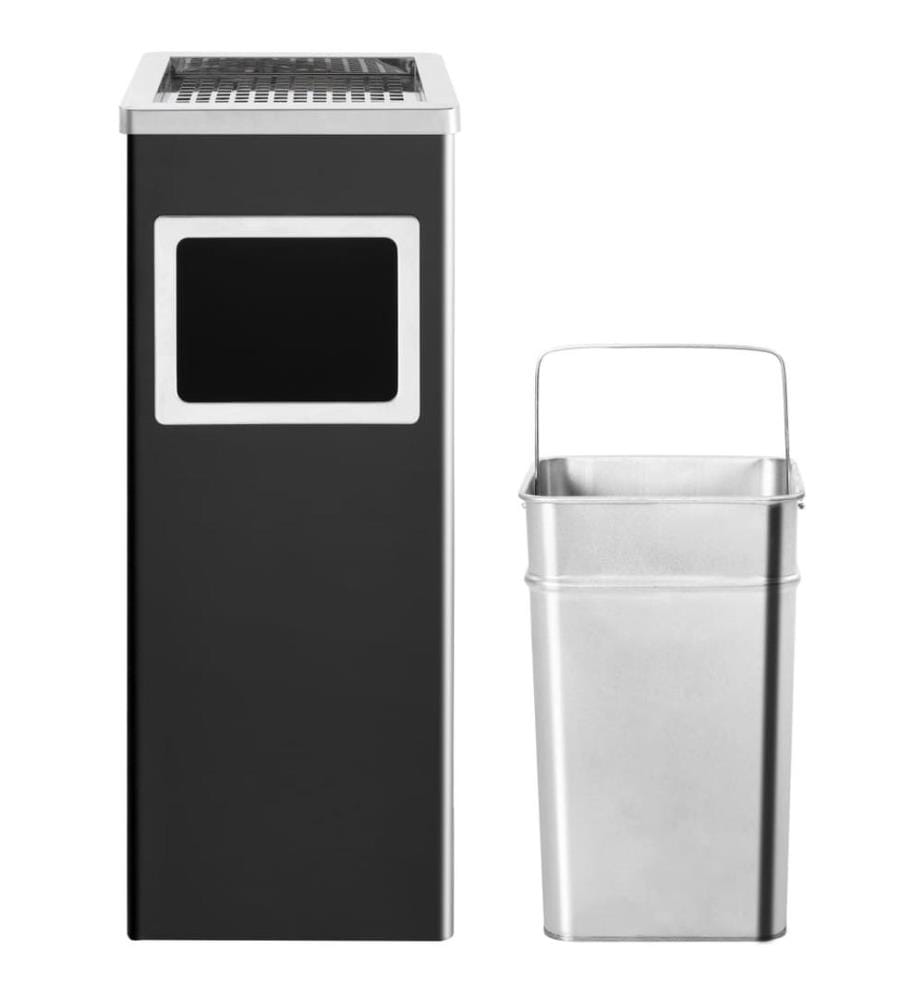 Mülleimer mit Aschenbecher Hotel 36 L Stahl Schwarz