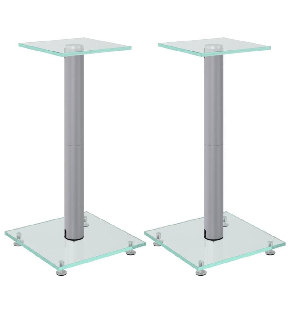 Lautsprecher-Ständer 2 Stk. Silbern Hartglas 1 Säule