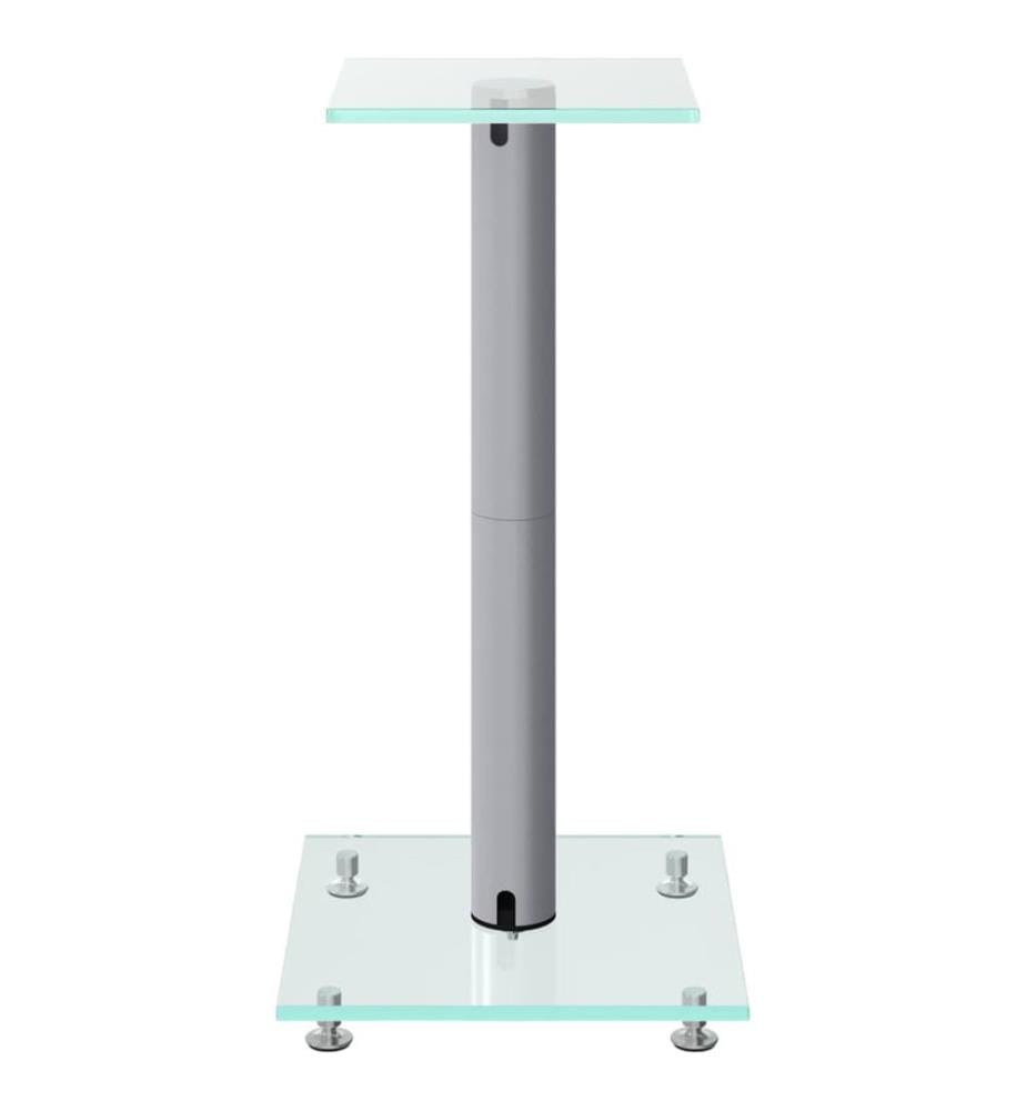 Lautsprecher-Ständer 2 Stk. Silbern Hartglas 1 Säule