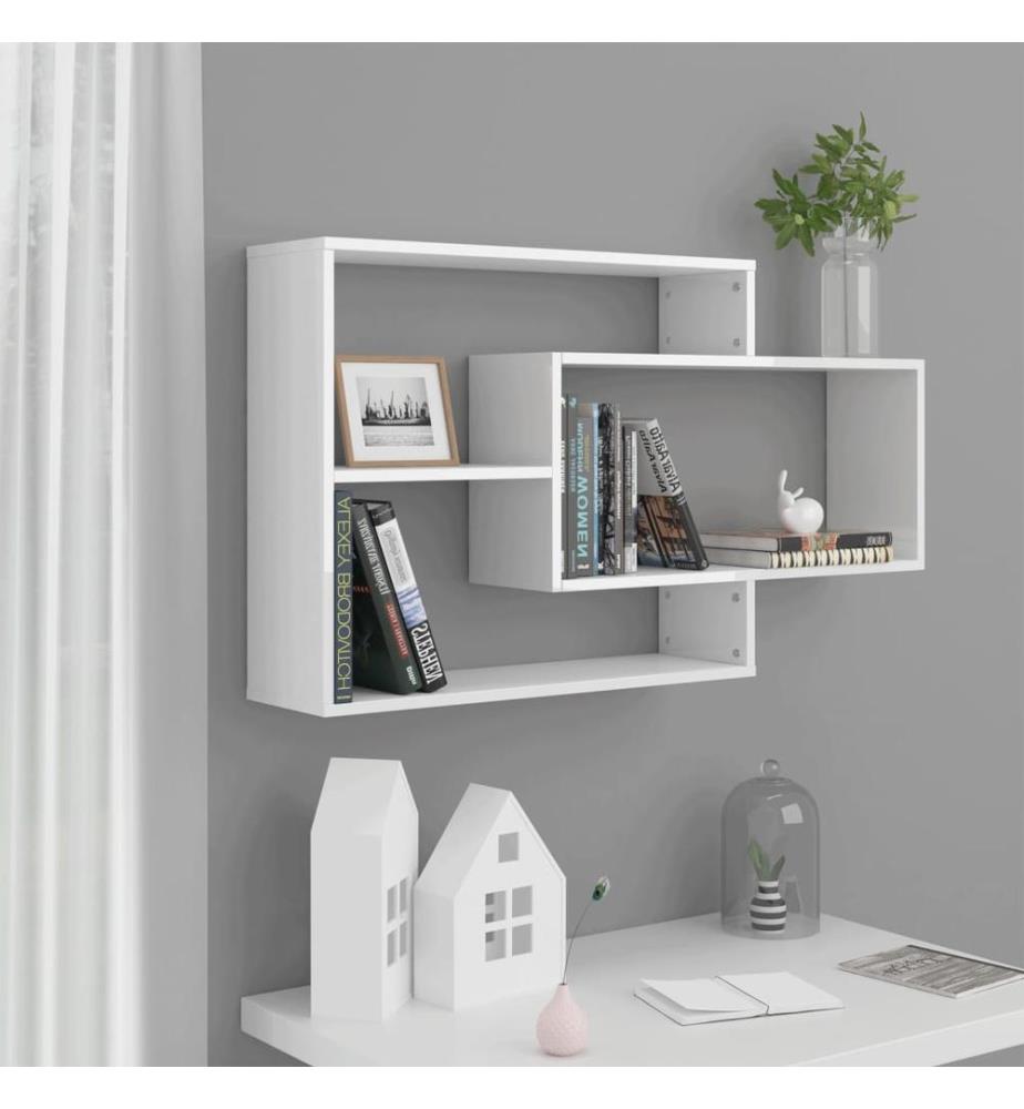 Wandregale Hochglanz-Weiss 104x20x58,5 cm Holzwerkstoff