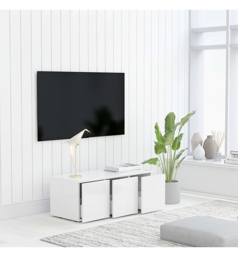 Meuble TV Blanc 80x34x30 cm Bois d'ingénierie
