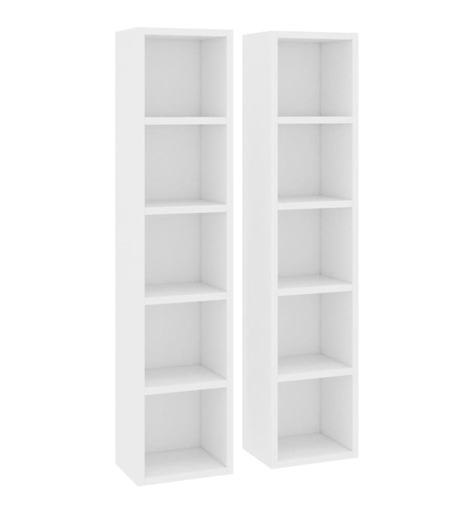 CD-Regale 2 Stk. Weiss 21x16x93,5 cm Holzwerkstoff