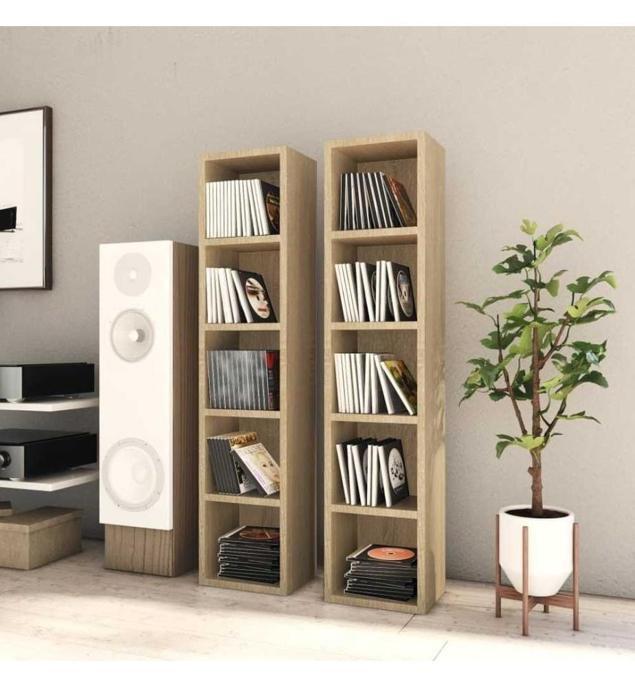 CD-Regale 2 Stk. Sonoma-Eiche 21x16x93,5 cm Holzwerkstoff