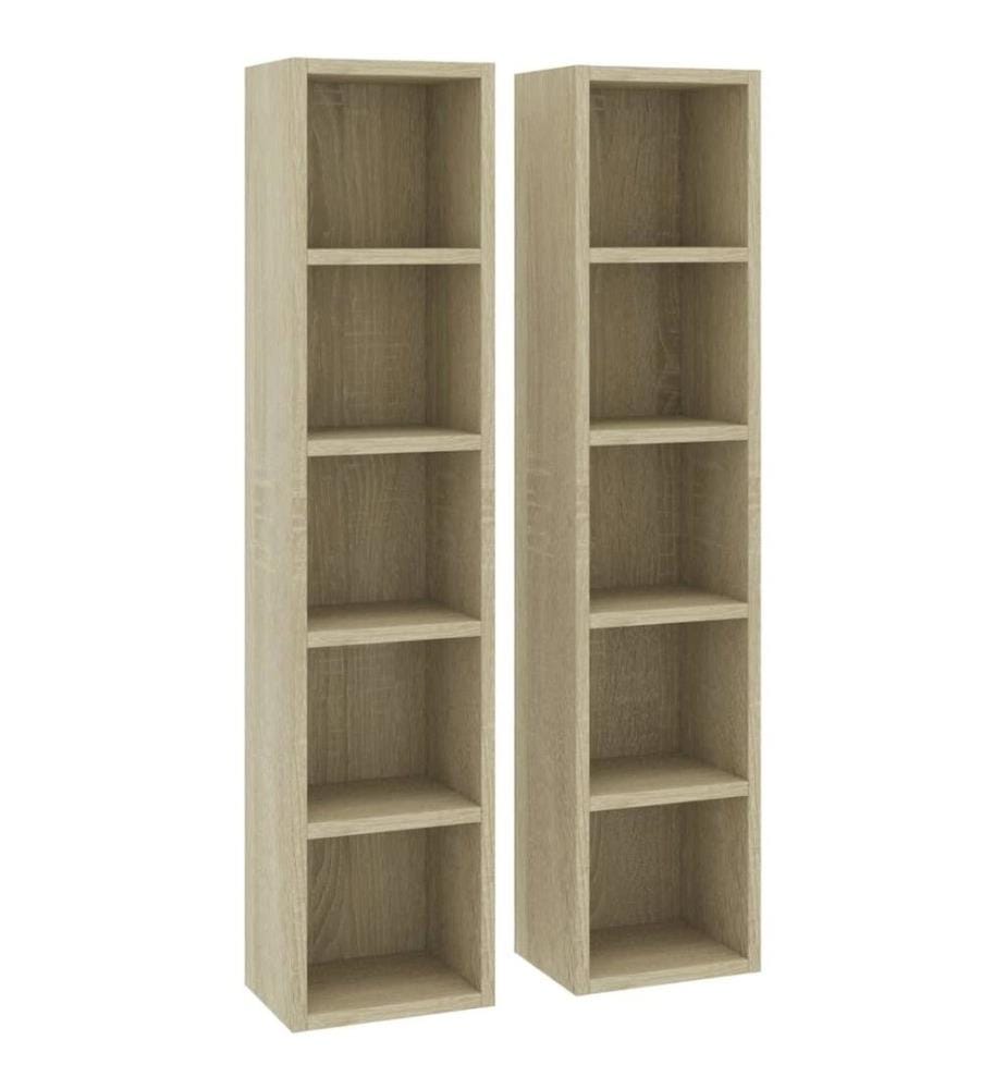CD-Regale 2 Stk. Sonoma-Eiche 21x16x93,5 cm Holzwerkstoff
