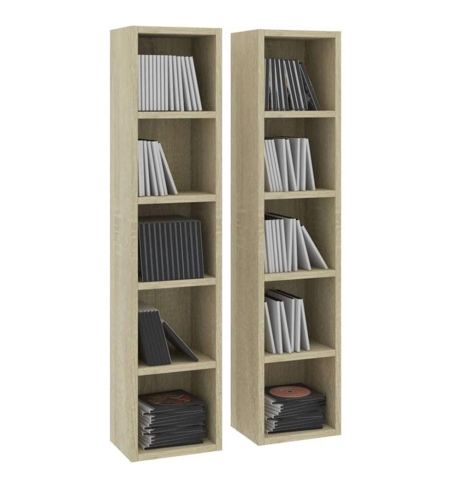 CD-Regale 2 Stk. Sonoma-Eiche 21x16x93,5 cm Holzwerkstoff