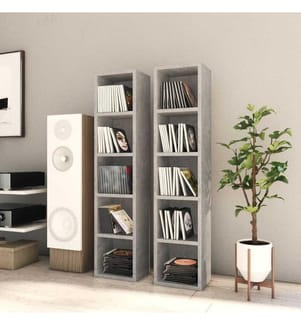 CD-Regale 2 Stk. Betongrau 21x16x93,5 cm Holzwerkstoff