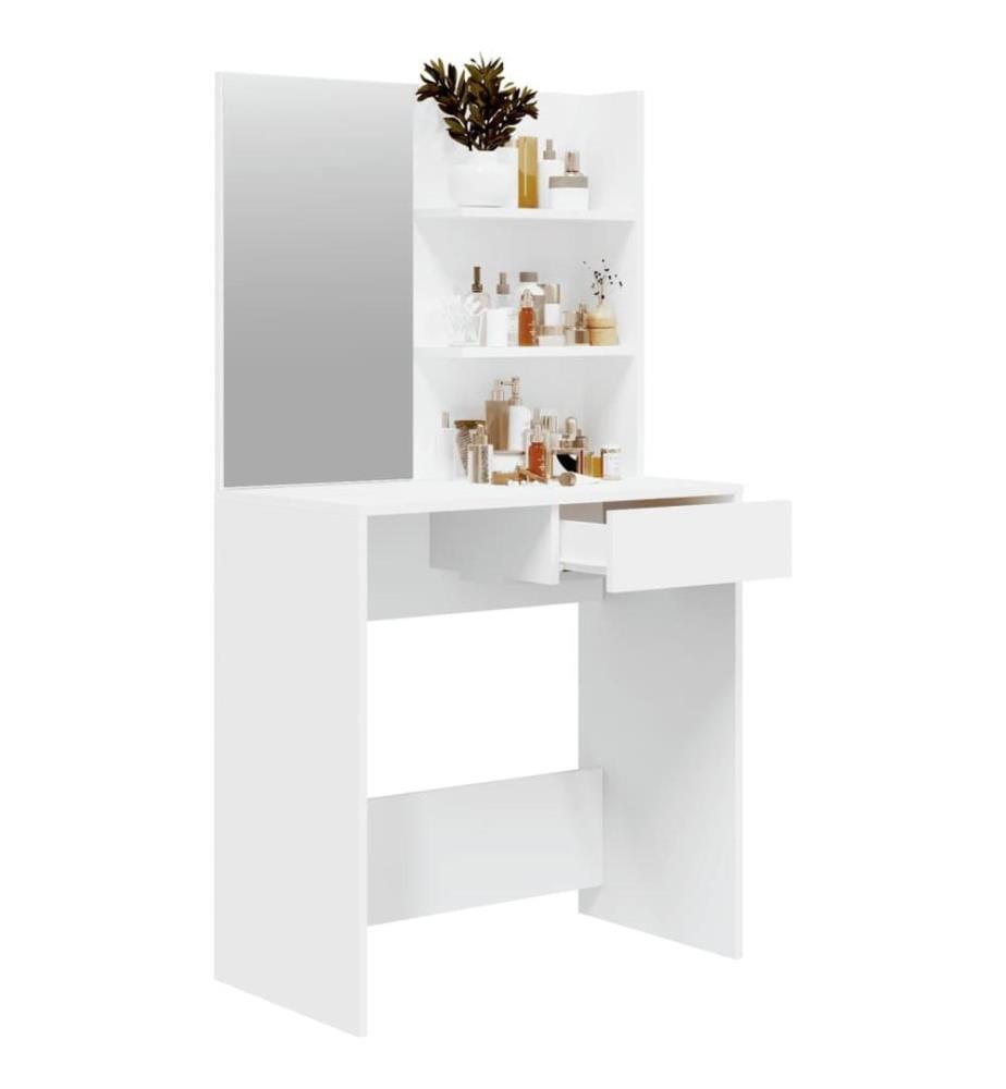 Coiffeuse avec miroir blanc 74,5x40x141 cm