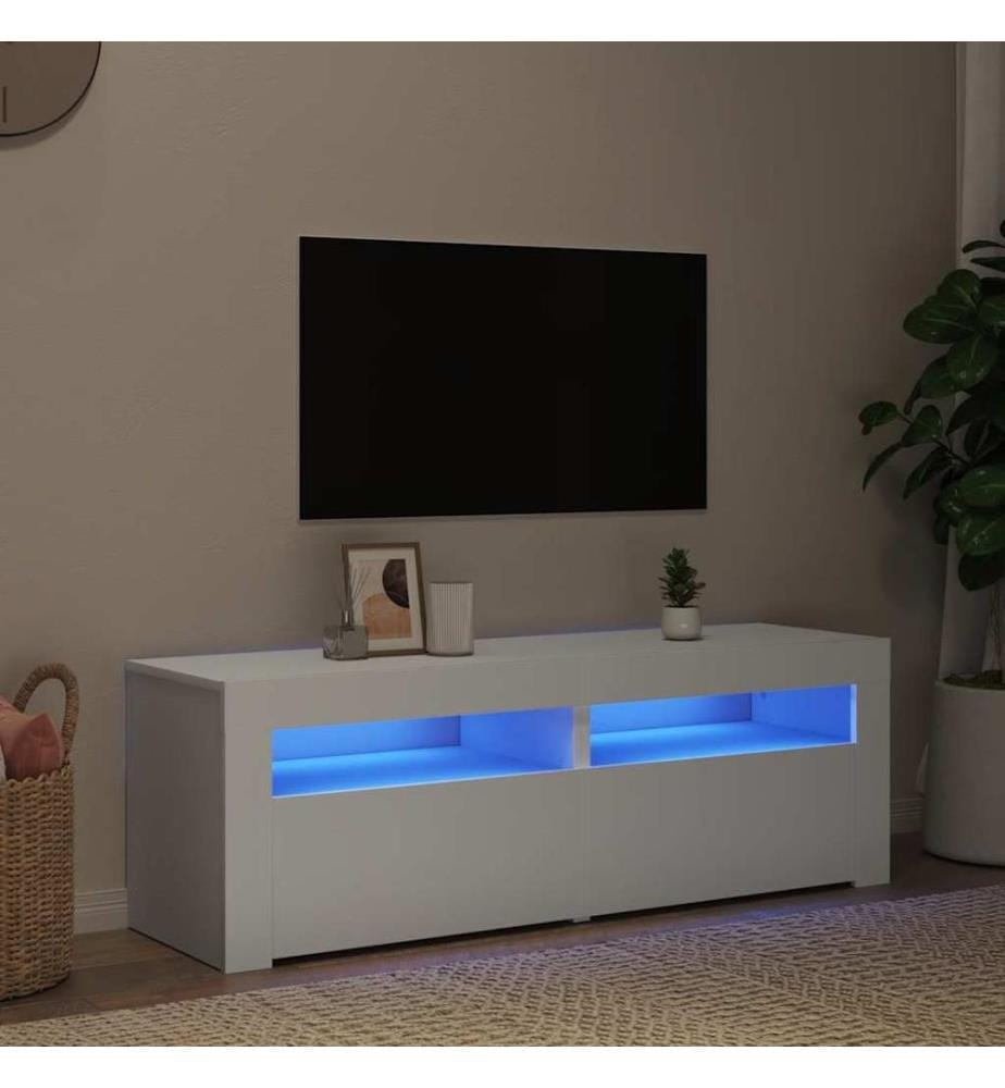 TV-Schrank mit LED-Leuchten Weiss 120x35x40 cm