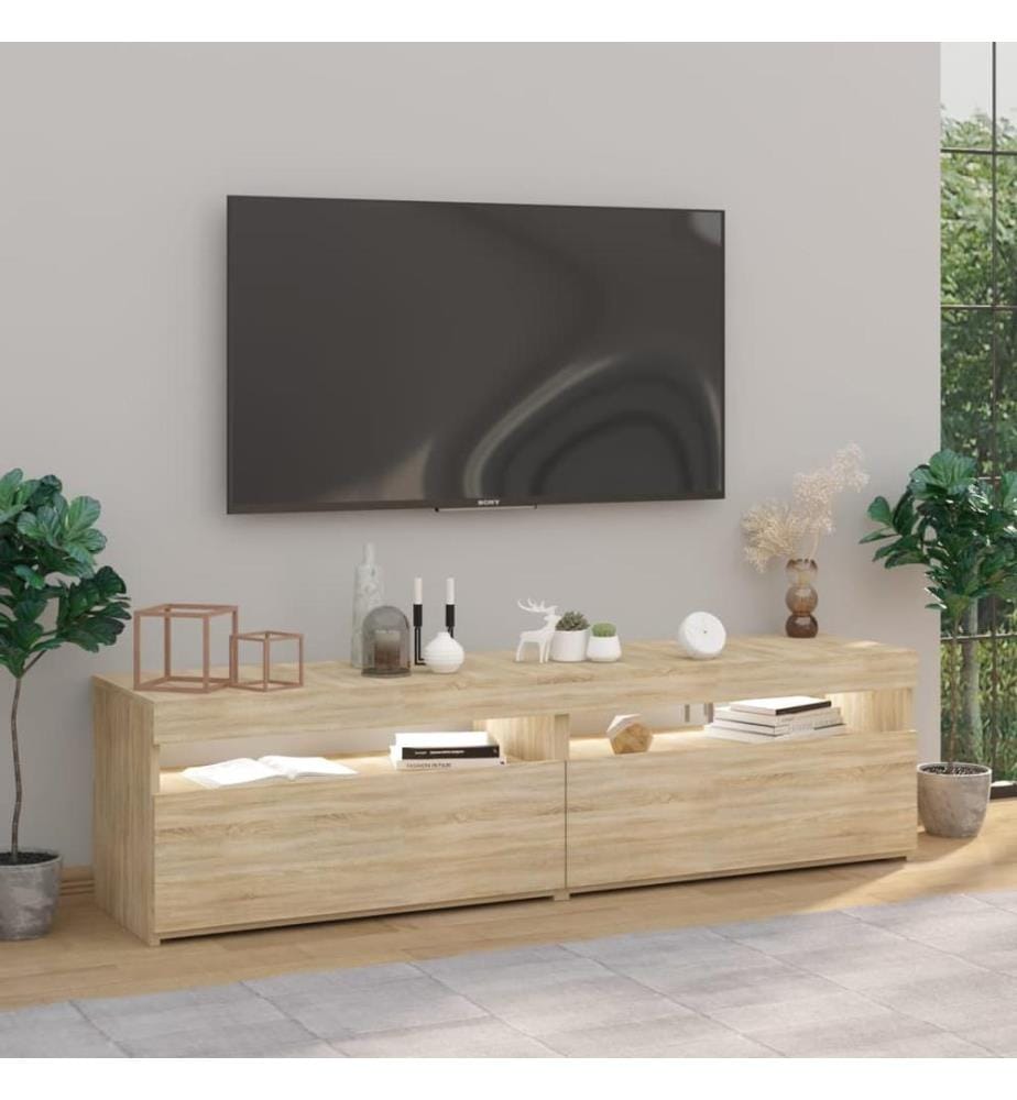 TV-Schränke 2 Stk. mit LED-Leuchten Sonoma-Eiche 75x35x40 cm