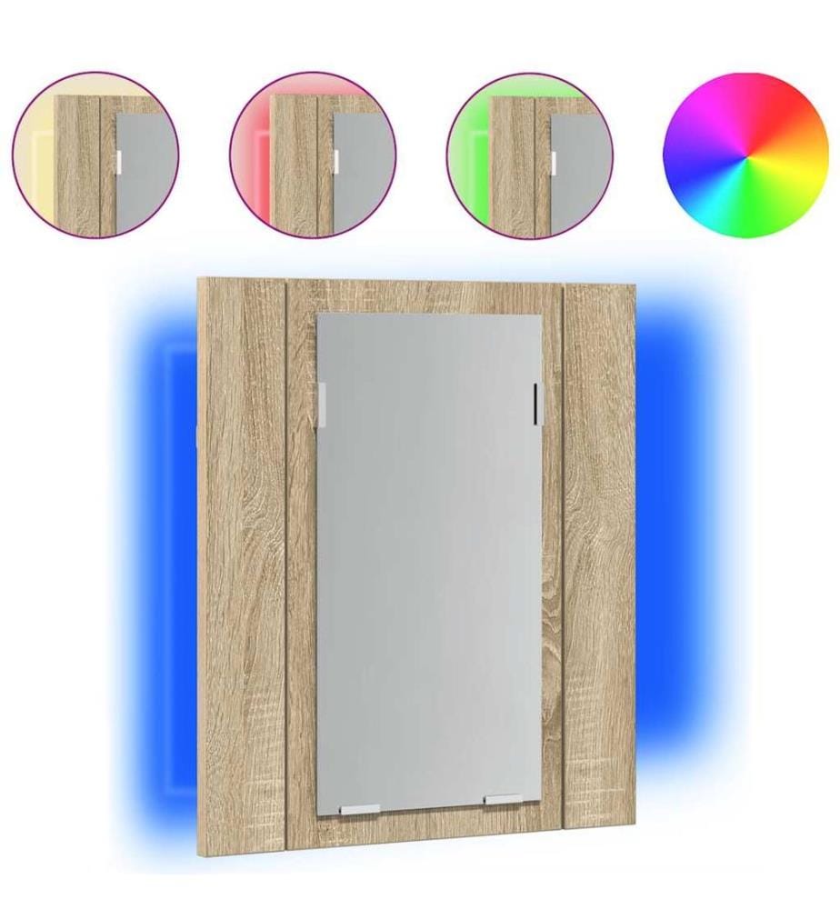 Armoire à miroir LED de bain Chêne sonoma 40x12x45 cm Acrylique