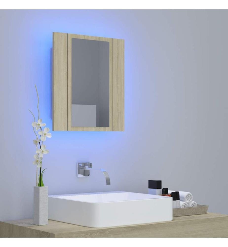 Armoire à miroir LED de bain Chêne sonoma 40x12x45 cm Acrylique