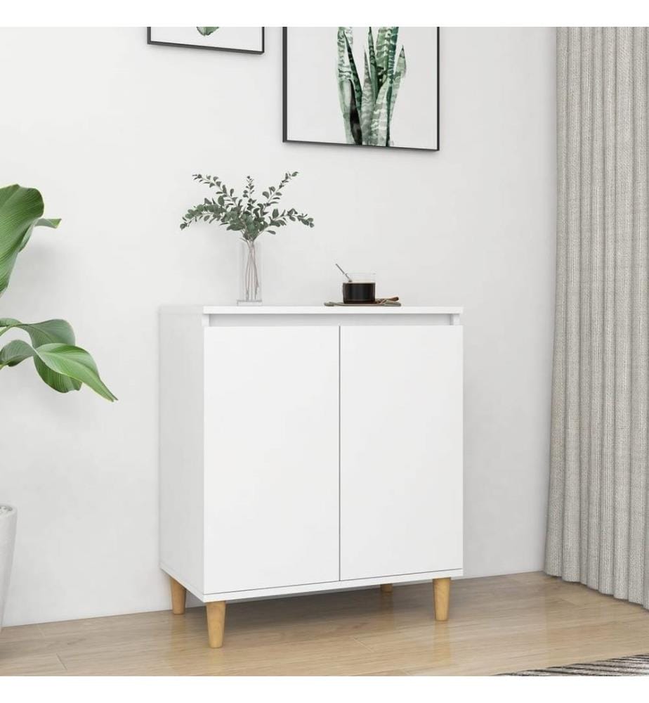 Buffet avec pieds en bois massif Blanc 60x35x70 cm Aggloméré