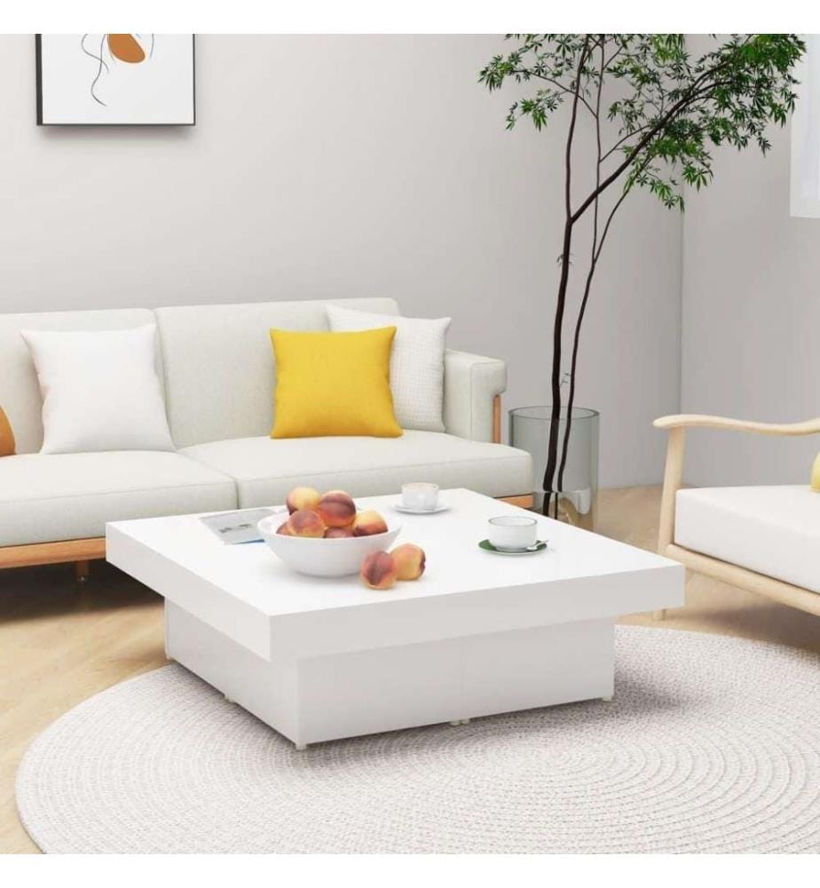 Table basse Blanc 90x90x28 cm Aggloméré